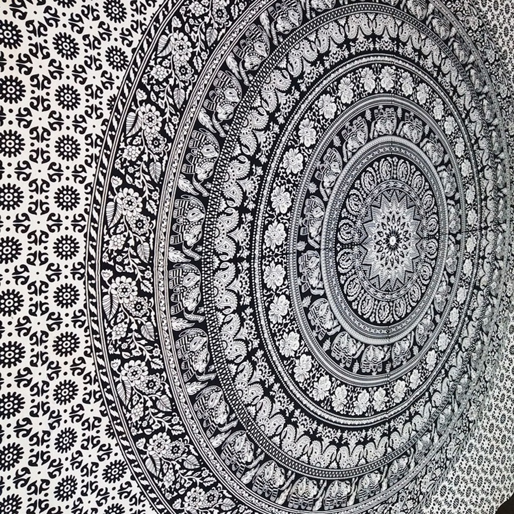 Floral Elephant Mandala Tapestry